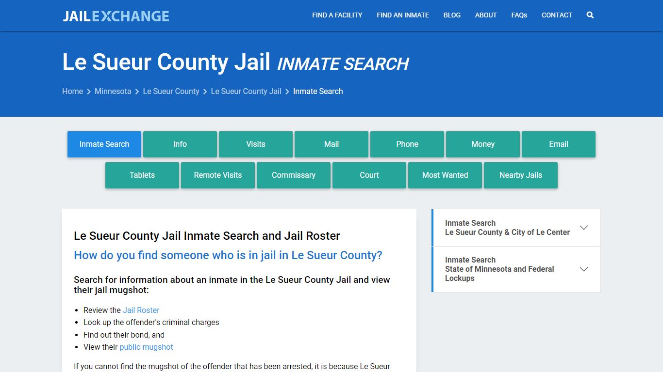 Inmate Search: Roster & Mugshots - Le Sueur County Jail, MN